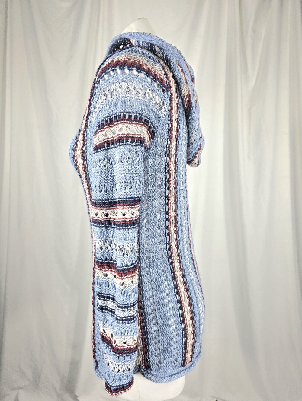 Eddie Bauer Striped Hooded Knit Sweater in Light Blue, Red, Navy, Cream - Picture 4 of 13